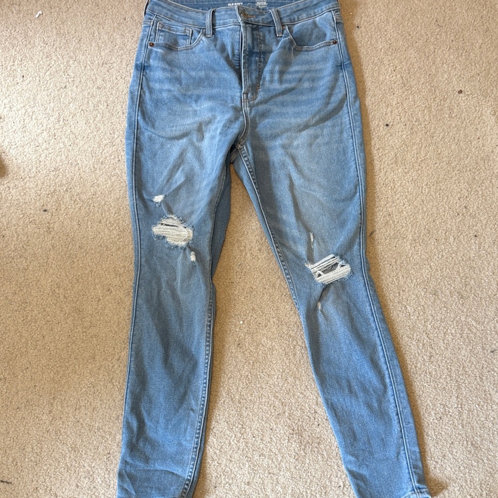 Old Navy Women's Light Blue Ripped Skinny Jeans